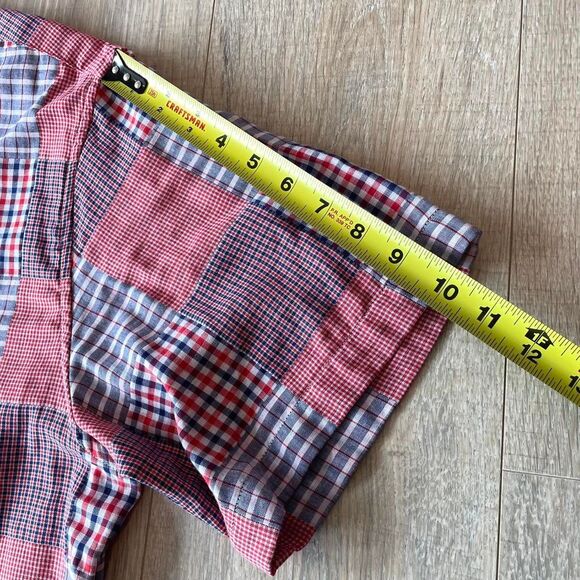 Brooks Brothers Large Red White & Blue Patchwork Short Sleeve Button Up Shirt - Picture 7 of 8